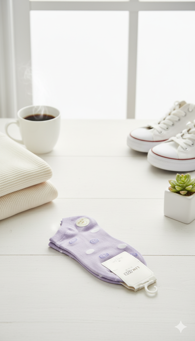 "Women’s Cotton Ankle Socks – 5-Pair Assorted Smilies| Soft, Breathable, Everyday Wear" (LAS13)