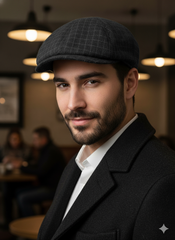 Men’s Checkered Flat Cap – Peaky Blinders Style Ivy Hat -PB01