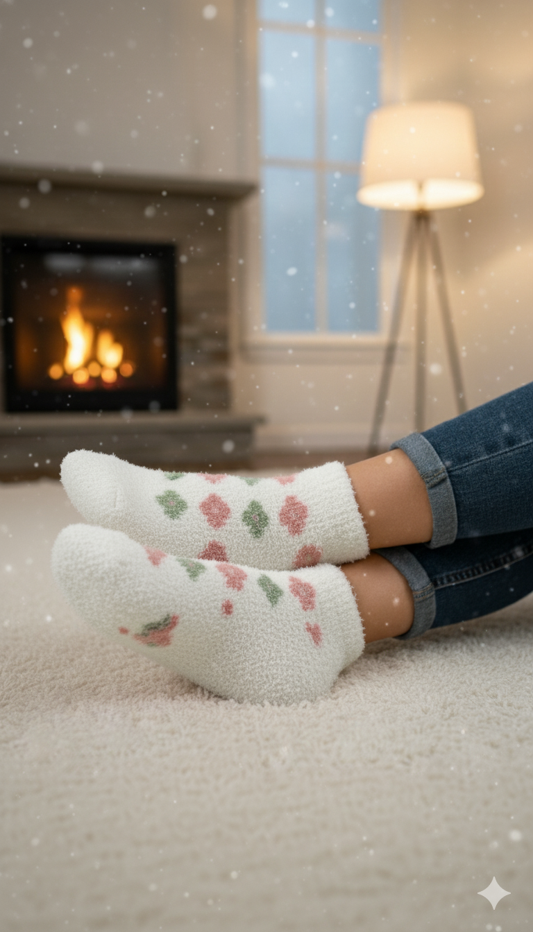 Ultra-Soft Fuzzy Polyamide Ankle Socks - Cozy Winter Warmth -PF02
