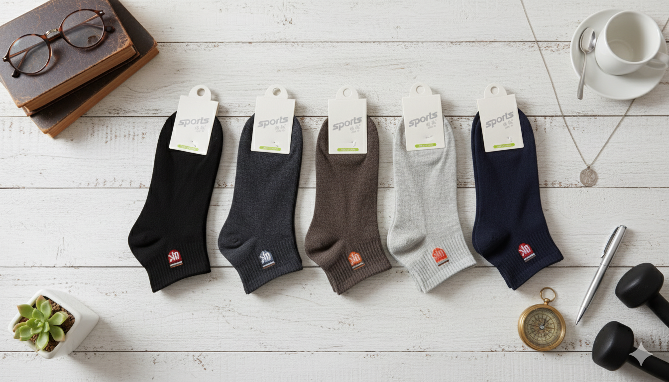 "Men Cotton Sports Socks – 5-Pair OK Print| Soft, Breathable, Everyday Wear" (MAS17)
