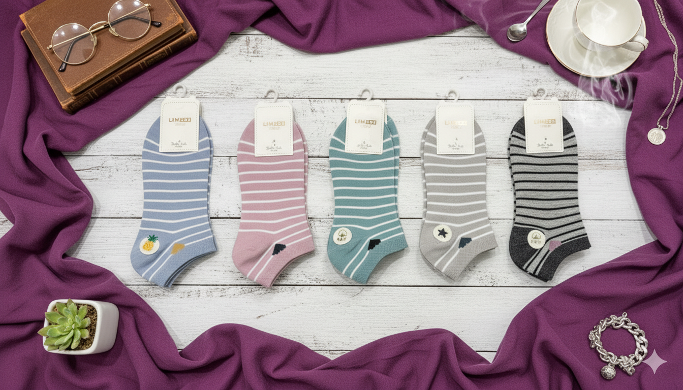 "Women’s Cotton Ankle Socks – 5-Pair Assorted Hearts| Soft, Breathable, Everyday Wear" (LAS11)