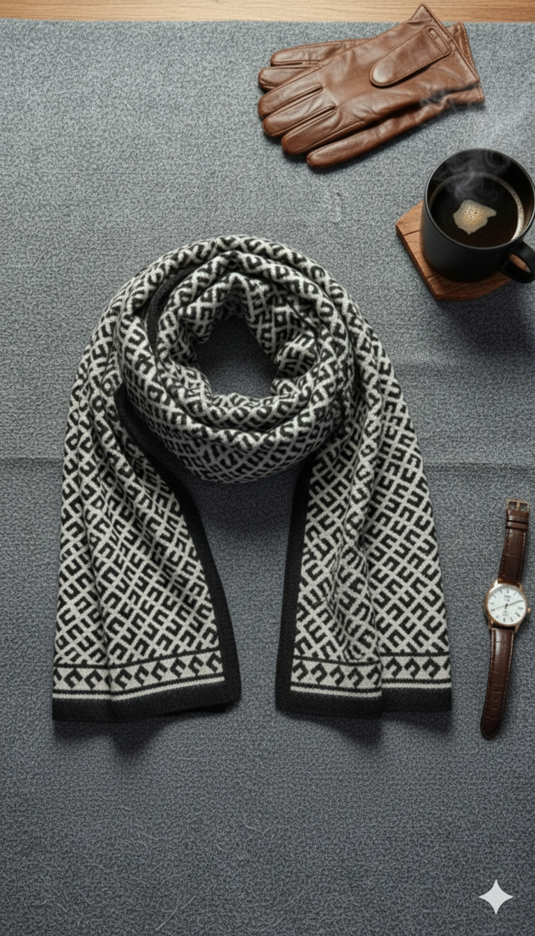 Premium Comfort: Men's Stylish Wool Pashmina Scarf -PSM01