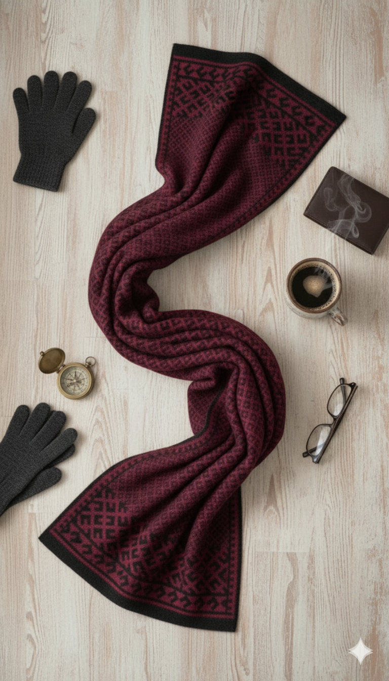 Premium Comfort: Men's Stylish Wool Pashmina Scarf -PSM01