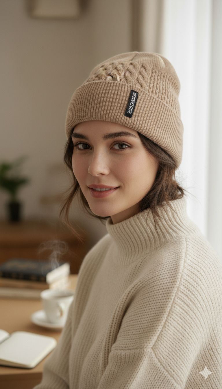 Unisex Warm Knitted Cap with Fleece Nothing Rohs /Velvet inside