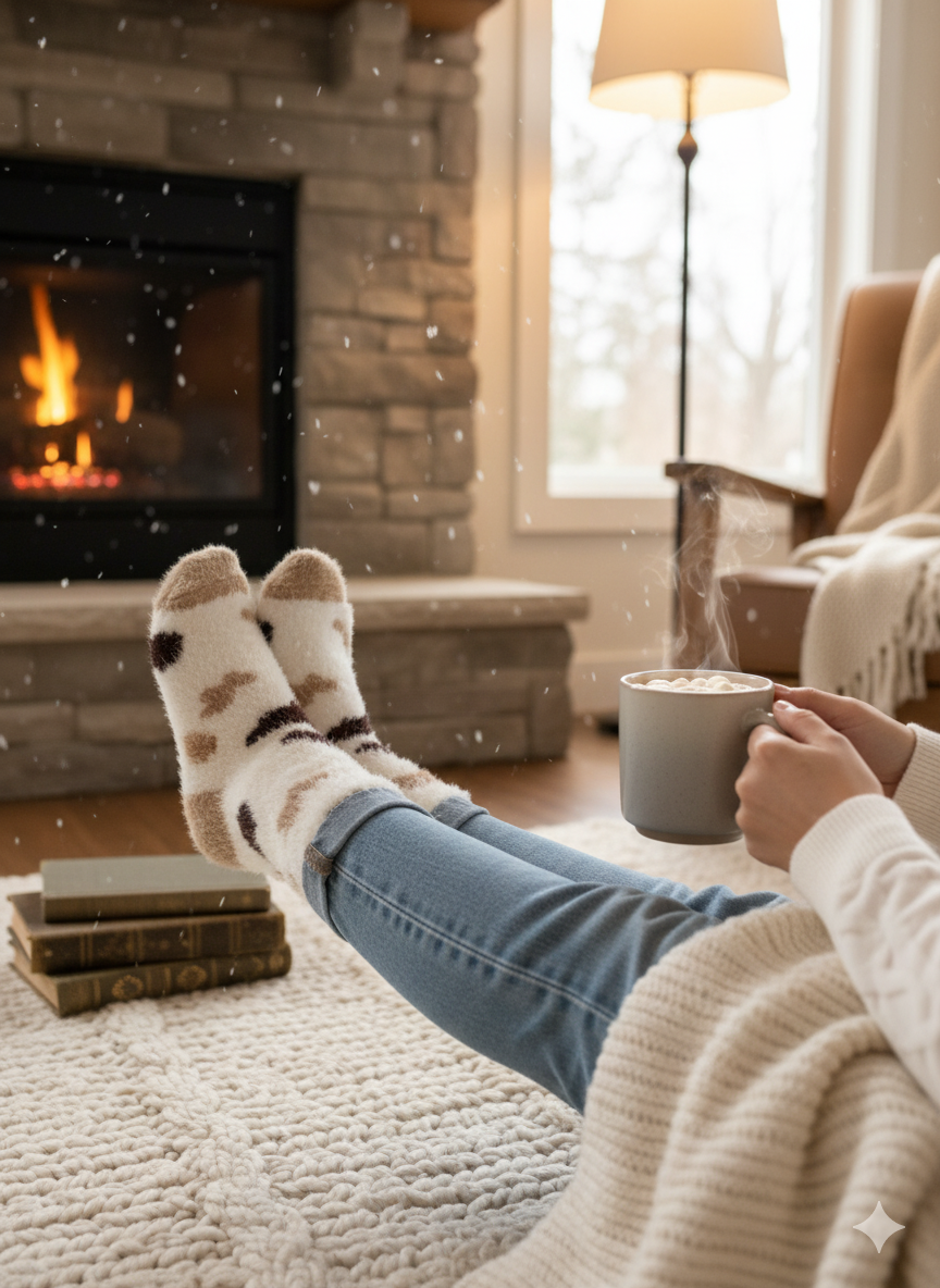 Ultra-Soft Fuzzy Polyamide Crew Socks - Cozy Winter Warmth -03