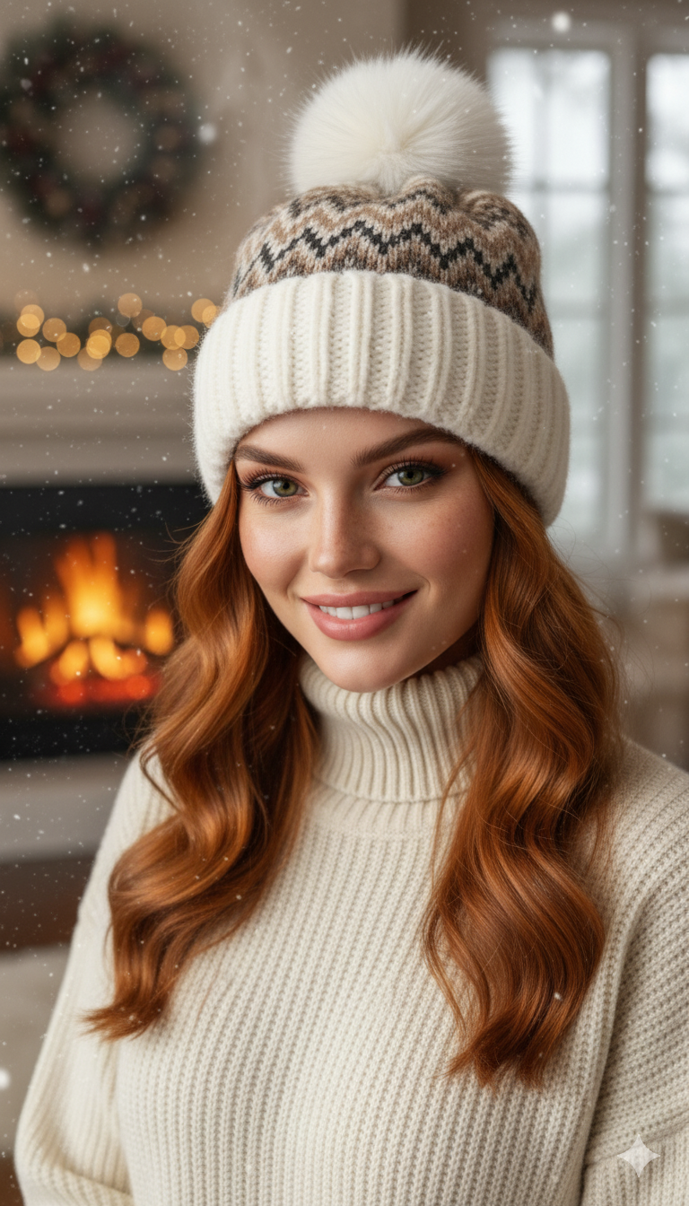 Ladies Warm Knitted Cap ZIGZAG-LEC04