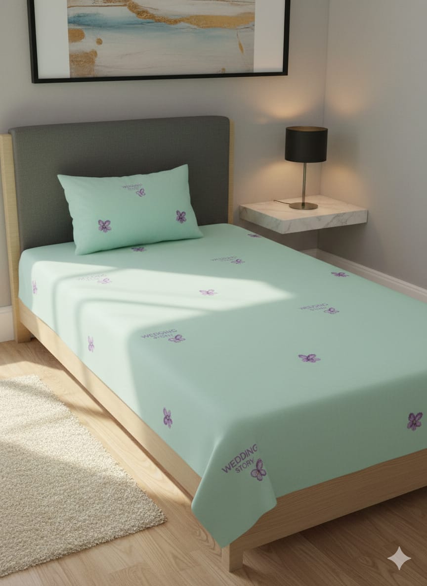 2PCs Pure Cotton Single Bedsheet (SBS02)