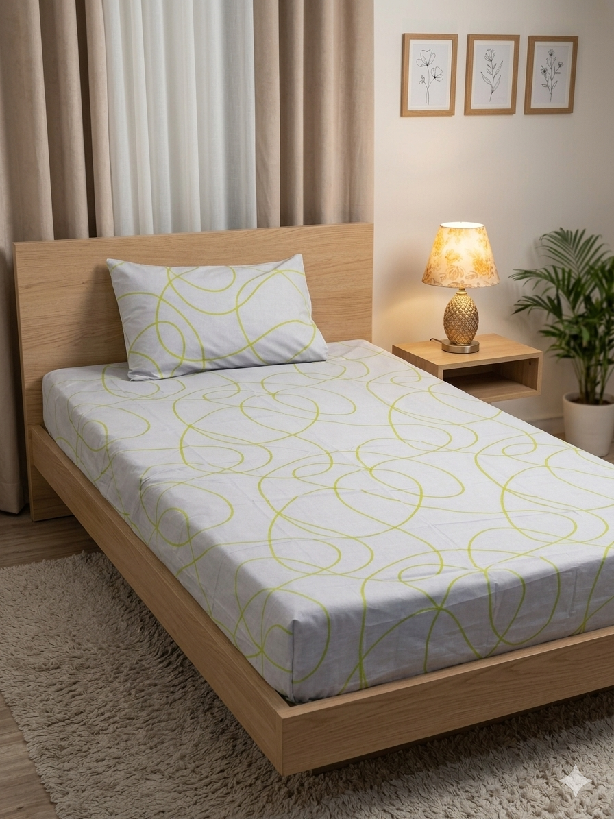 2PCs Pure Cotton Single Bedsheet (SBS15)