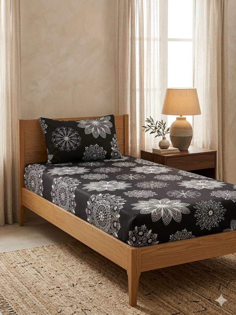 2PCs Pure Cotton Single Bedsheet (SBS10)