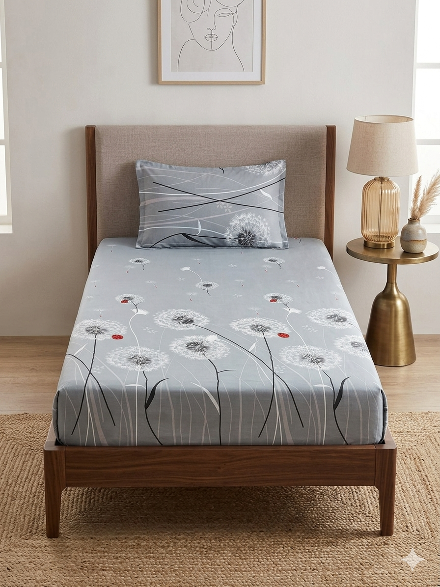 2PCs Pure Cotton Single Bedsheet (SBS05)
