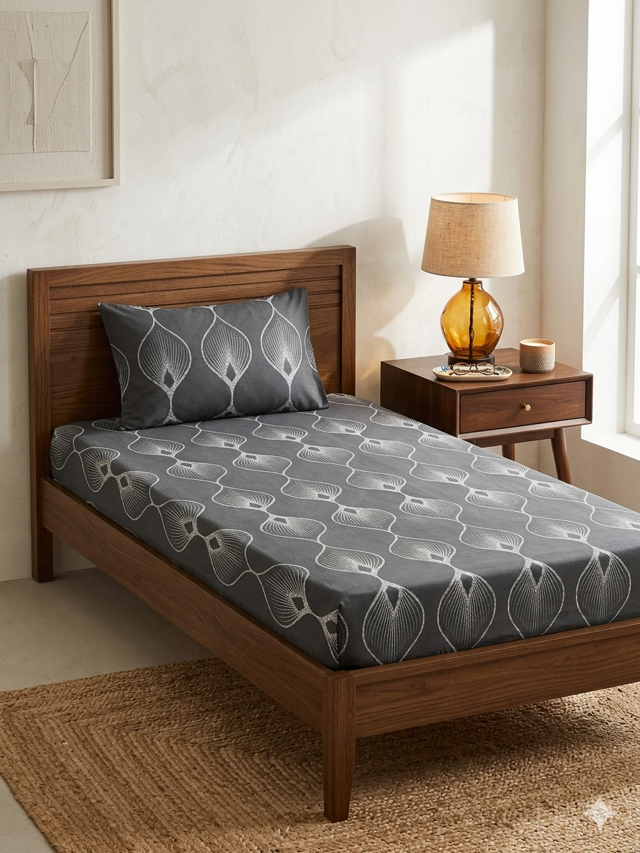 2PCs Pure Cotton Single Bedsheet (SBS09)