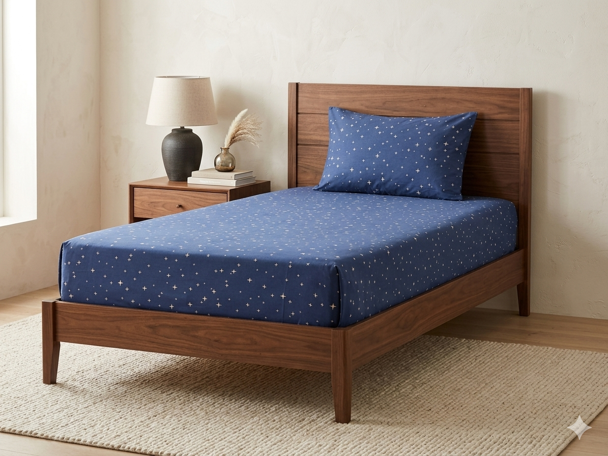 2PCs Pure Cotton Single Bedsheet (SBS07)