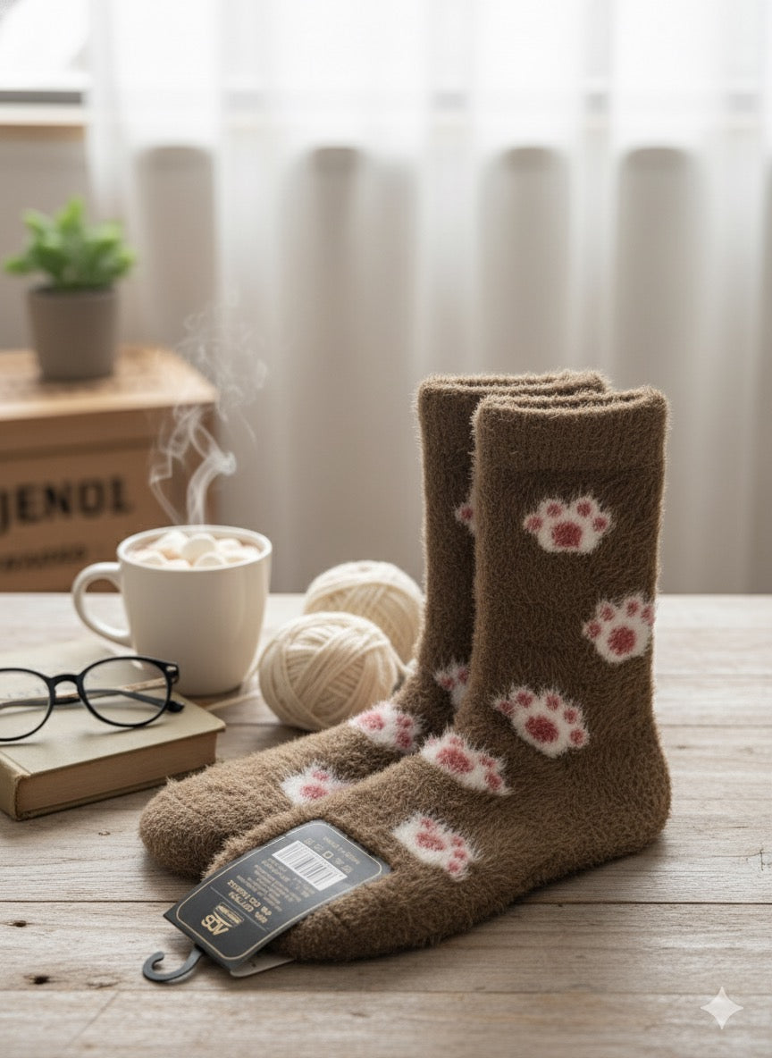 Ultra-Soft Fuzzy Polyamide Crew Socks - Cozy Winter Warmth -03