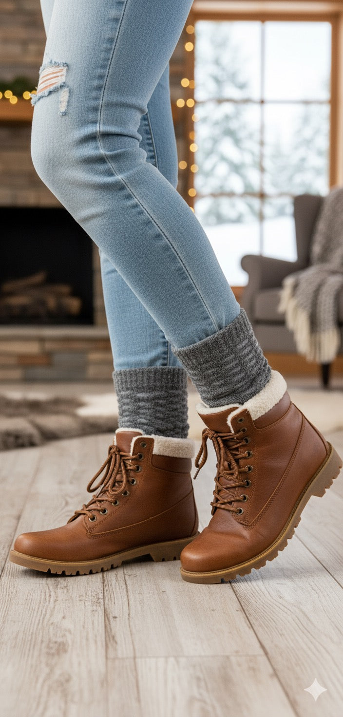 Ultra-Soft Fuzzy Polyamide Crew Socks - Cozy Winter Warmth -04