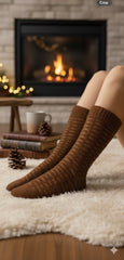 Ultra-Soft Fuzzy Polyamide Crew Socks - Cozy Winter Warmth -04