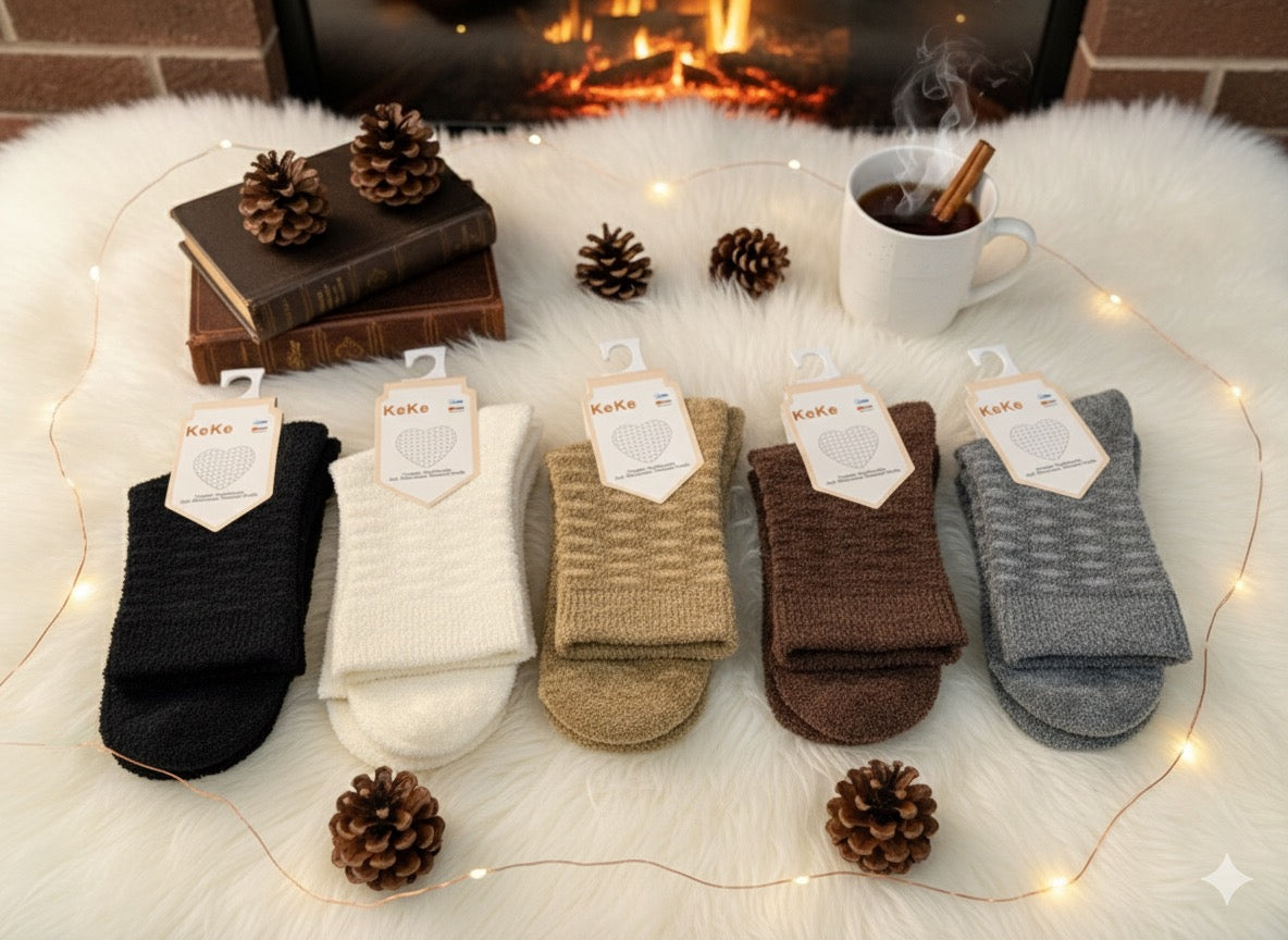 Ultra-Soft Fuzzy Polyamide Crew Socks - Cozy Winter Warmth -04