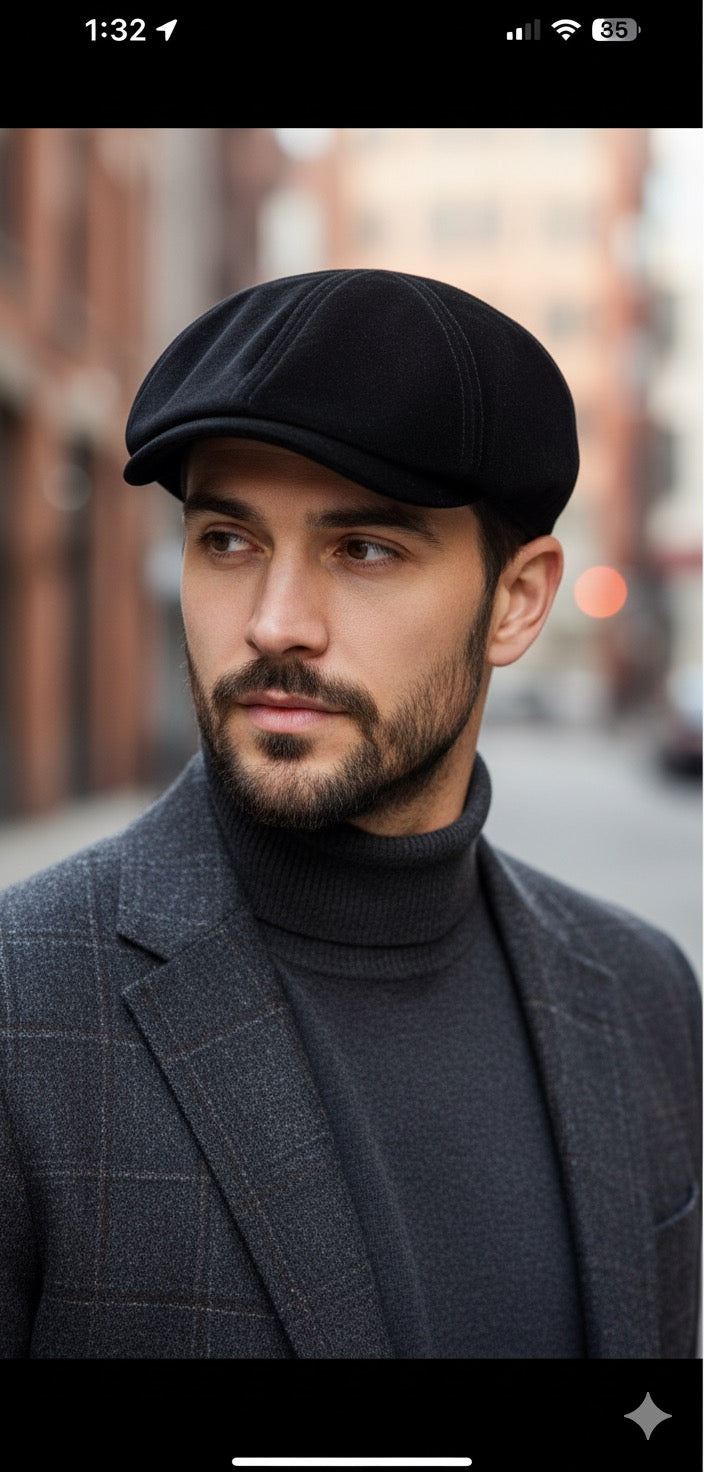 Men’s Velvet Flat Cap – Peaky Blinders Style Ivy Hat -PB03