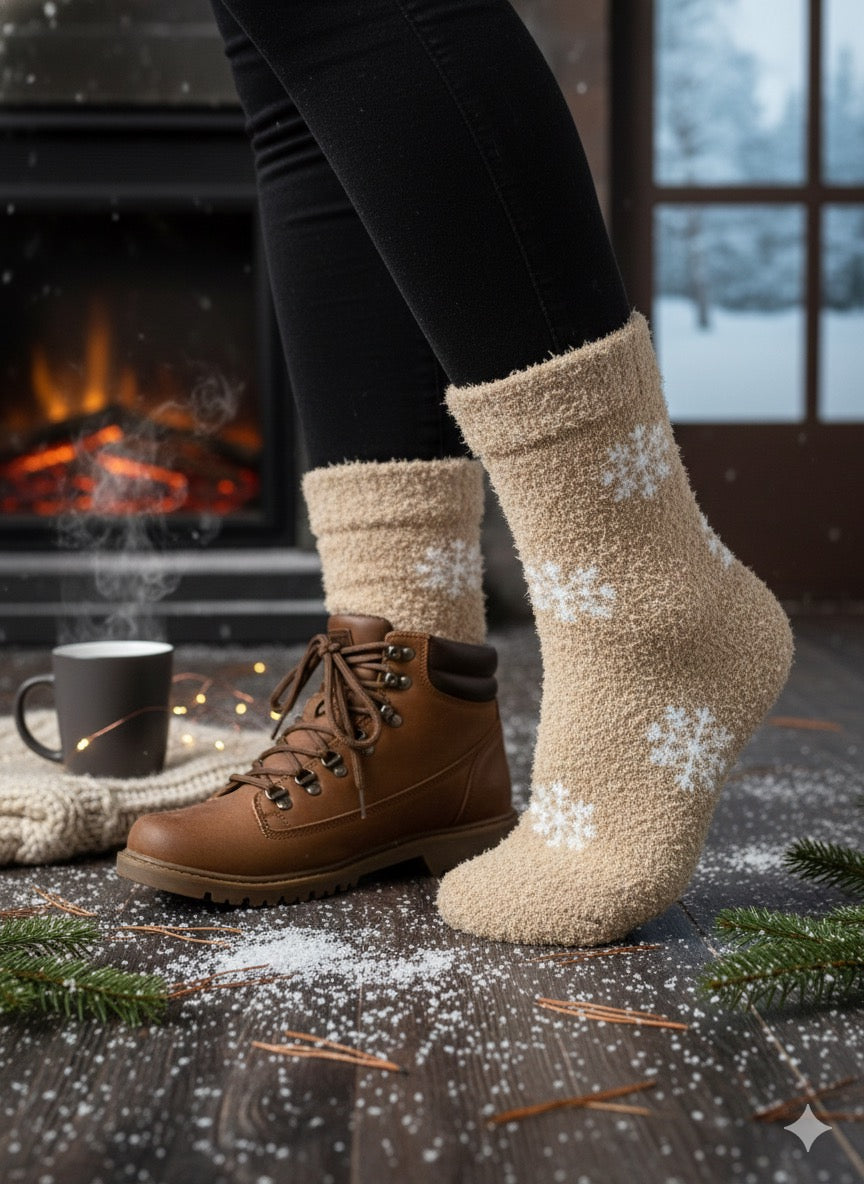 Ultra-Soft Fuzzy Polyamide Frost Crew Socks - Cozy Winter Warmth