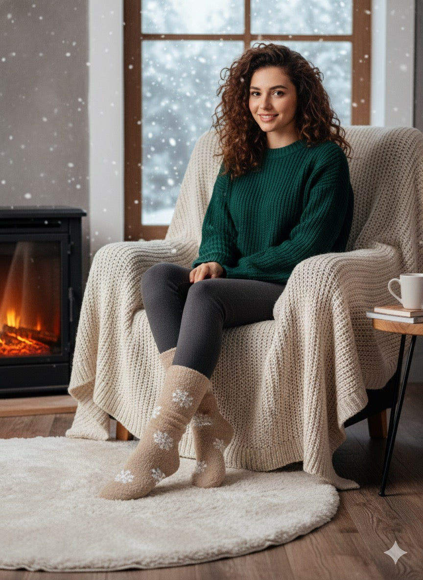 Ultra-Soft Fuzzy Polyamide Frost Crew Socks - Cozy Winter Warmth