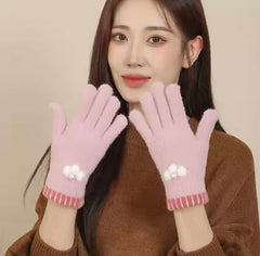 Ladies KeyCrown Full-Finger Mittens with beads (TouchScreen Gloves)