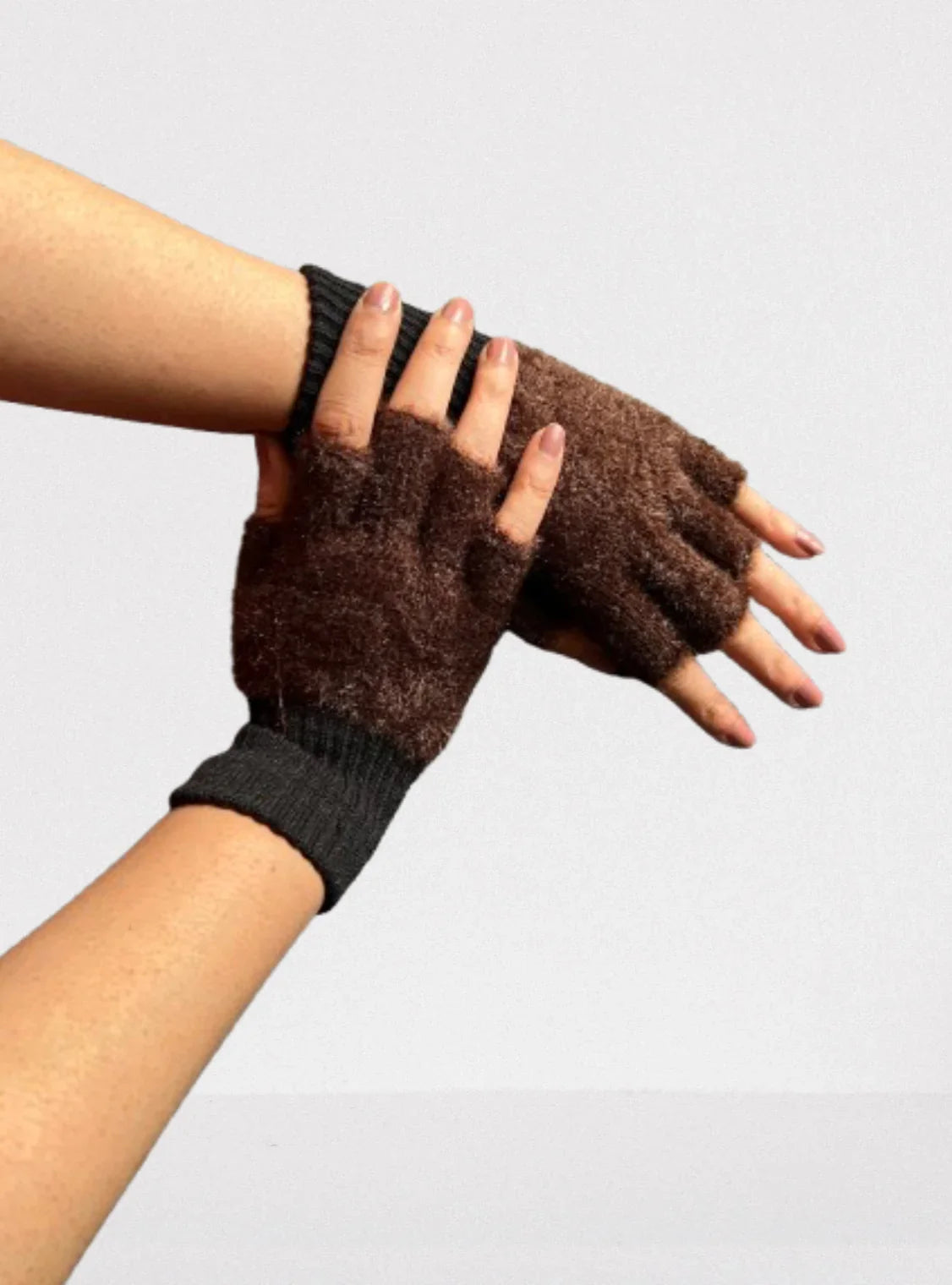 Ladied Fingerless Plush Mittens/Gloves