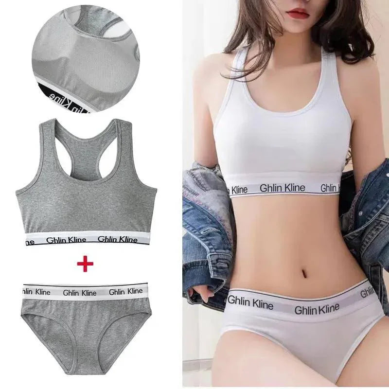 Branded Ladies Gym-Wear Bralette Bikini Set (Cotton Stretch)