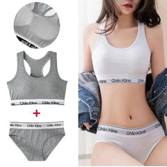 Branded Ladies Gym-Wear Bralette Bikini Set (Cotton Stretch)