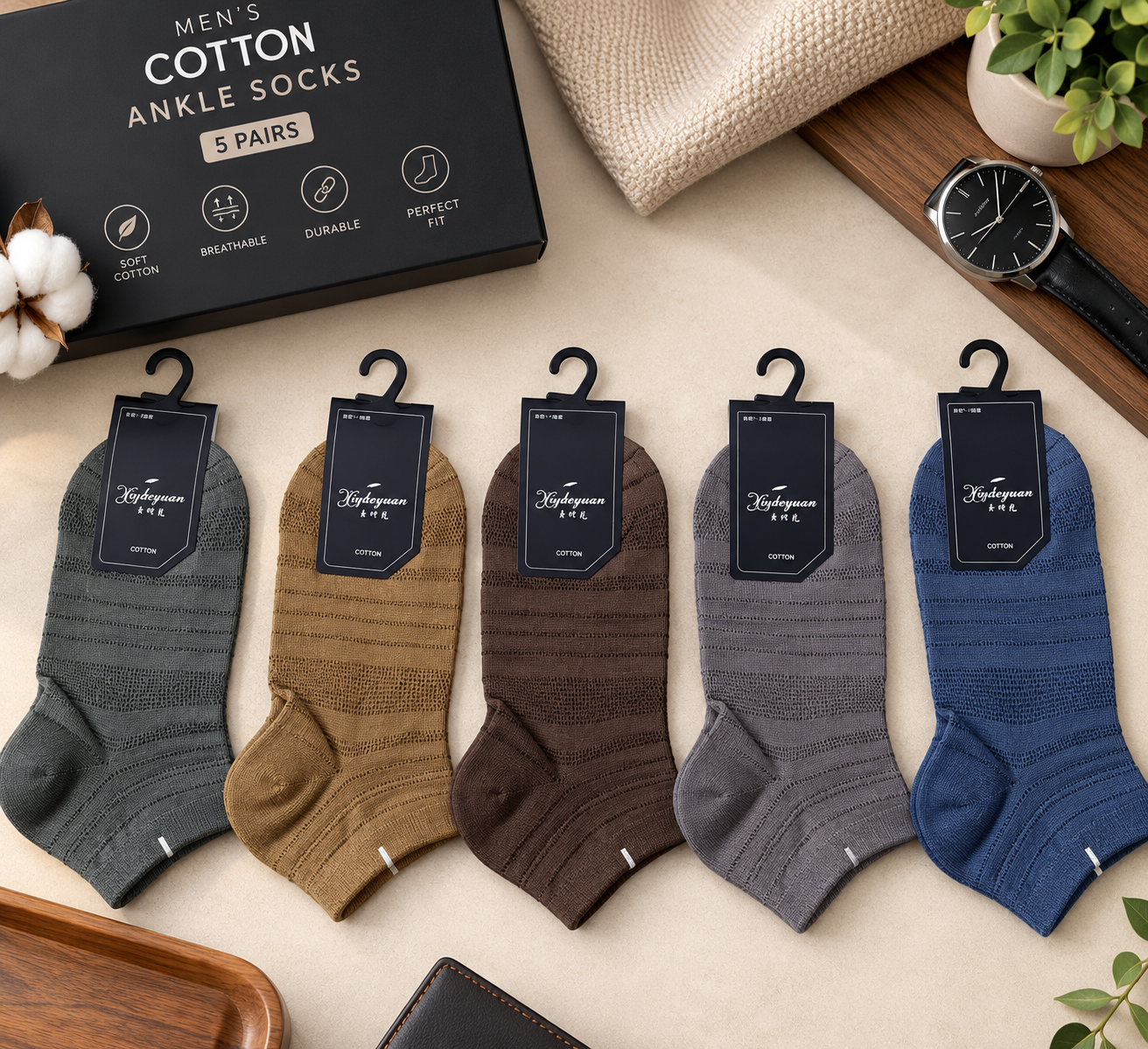 "Men Cotton Sports Socks – 5-Pair | Soft, Breathable, Everyday Wear" (N17)