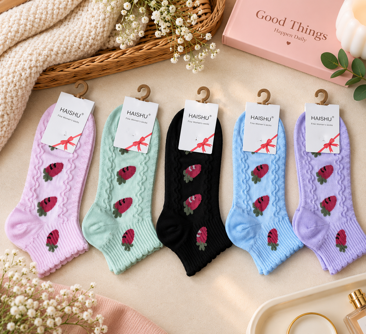 "Women’s Cotton Ankle Socks – 5-Pair| Soft, Breathable, Everyday Wear" (LAS28)