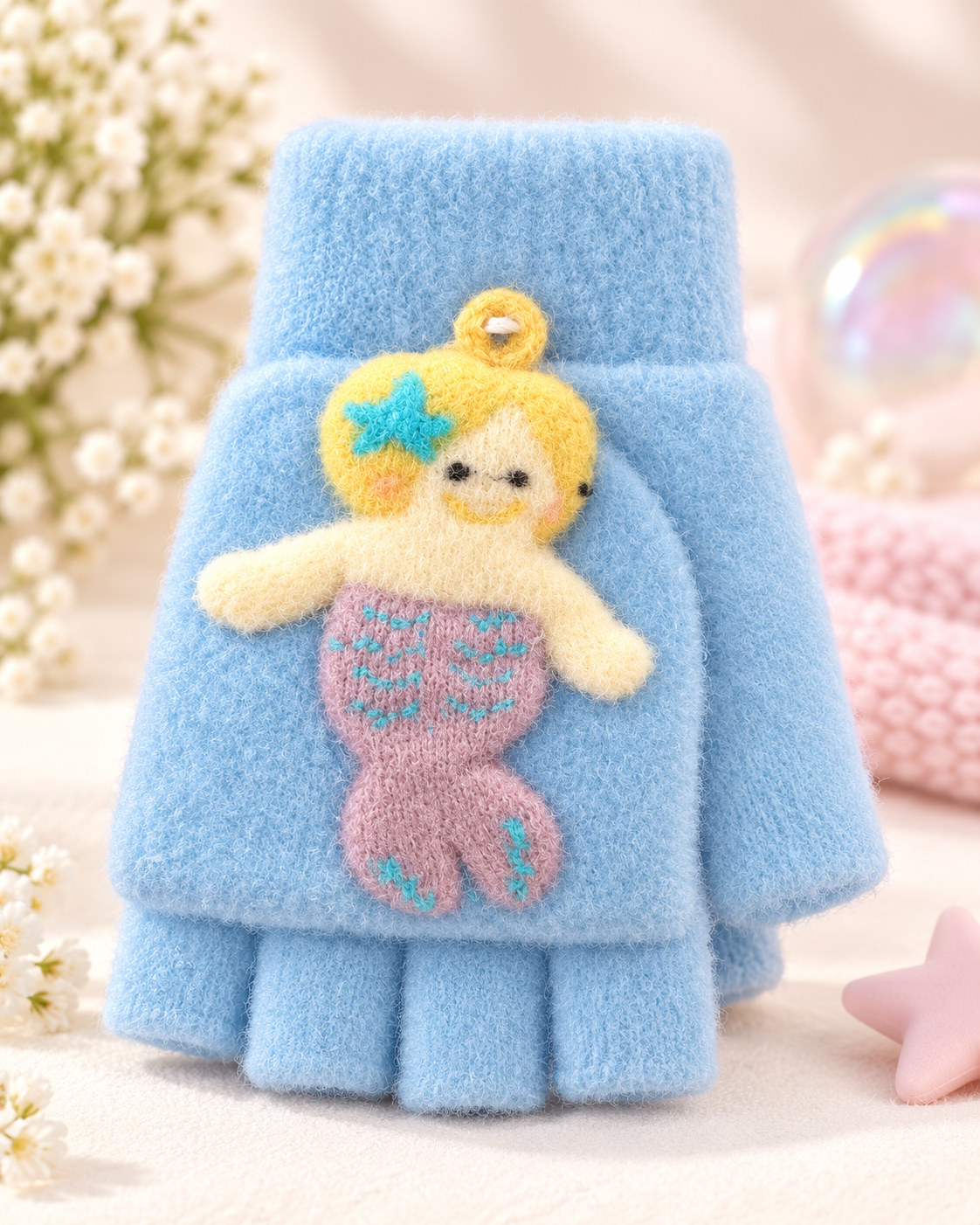 Kids Super Warm Plush Convertible Fingerless Gloves with Flip-Top Mittens | KGN09