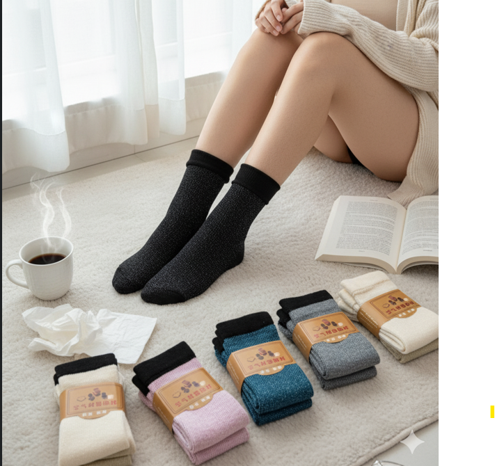 Ladies Fancy Velvet Glitter Cashmere Socks