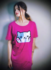 Ladies Soft Cotton Jersey Long Tees  (pink)