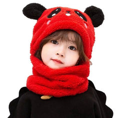 Warm Plush Panda Cap with Neck Warmer-Kids