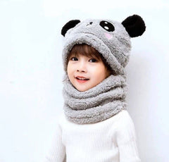 Warm Plush Panda Cap with Neck Warmer-Kids