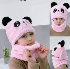 Warm Plush Panda Cap with Neck Warmer-Kids