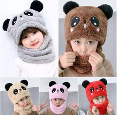 Warm Plush Panda Cap with Neck Warmer-Kids