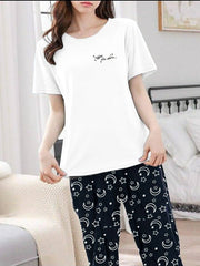 Off to stars with moon printed trouser Pj set