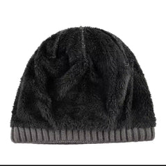 Unisex Skiing Warm Knitted Contrasting Cap with Fleece/Velvet inside