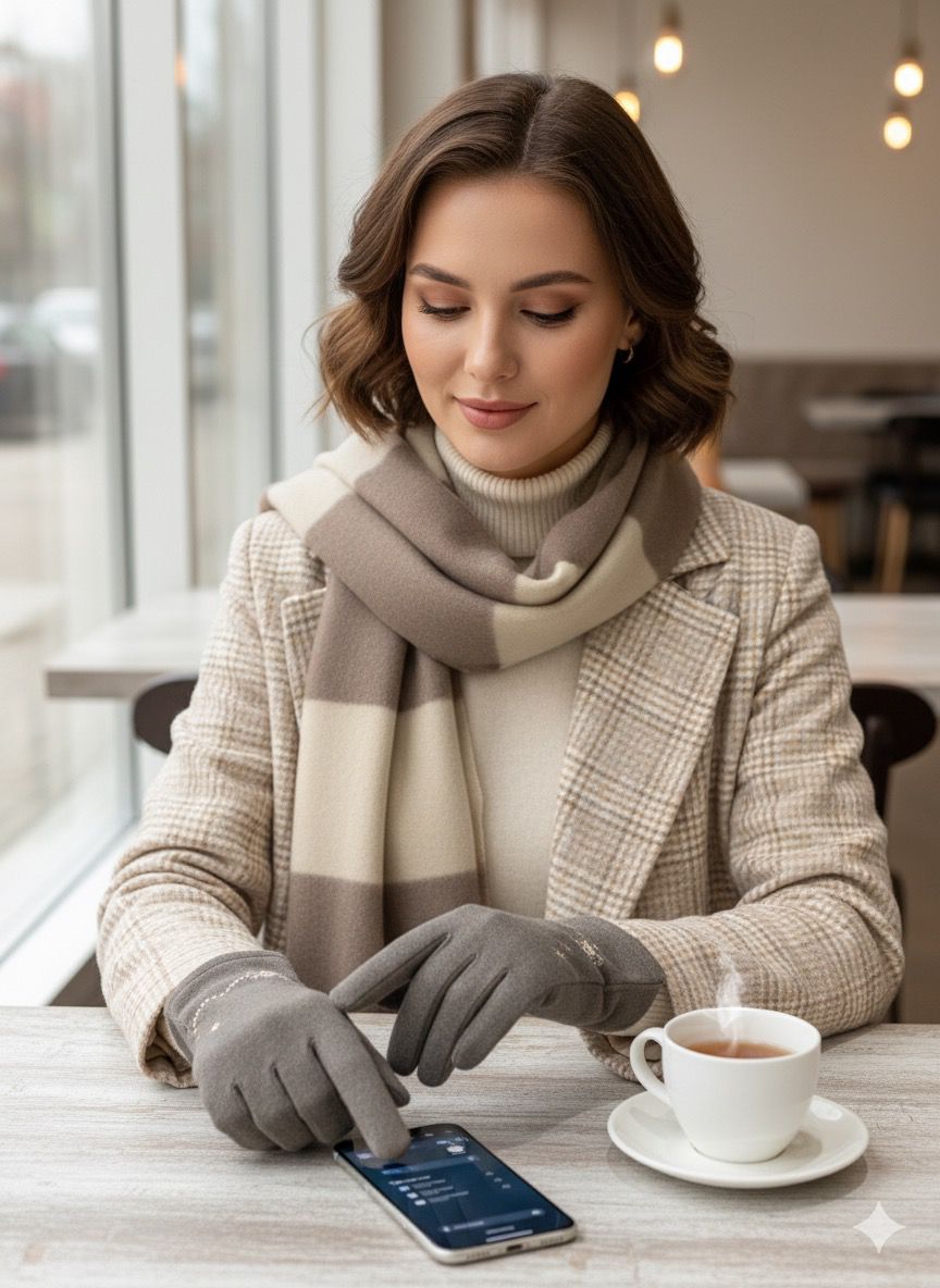 Embroidered Full-Finger Mittens (TouchScreen) -TSG03