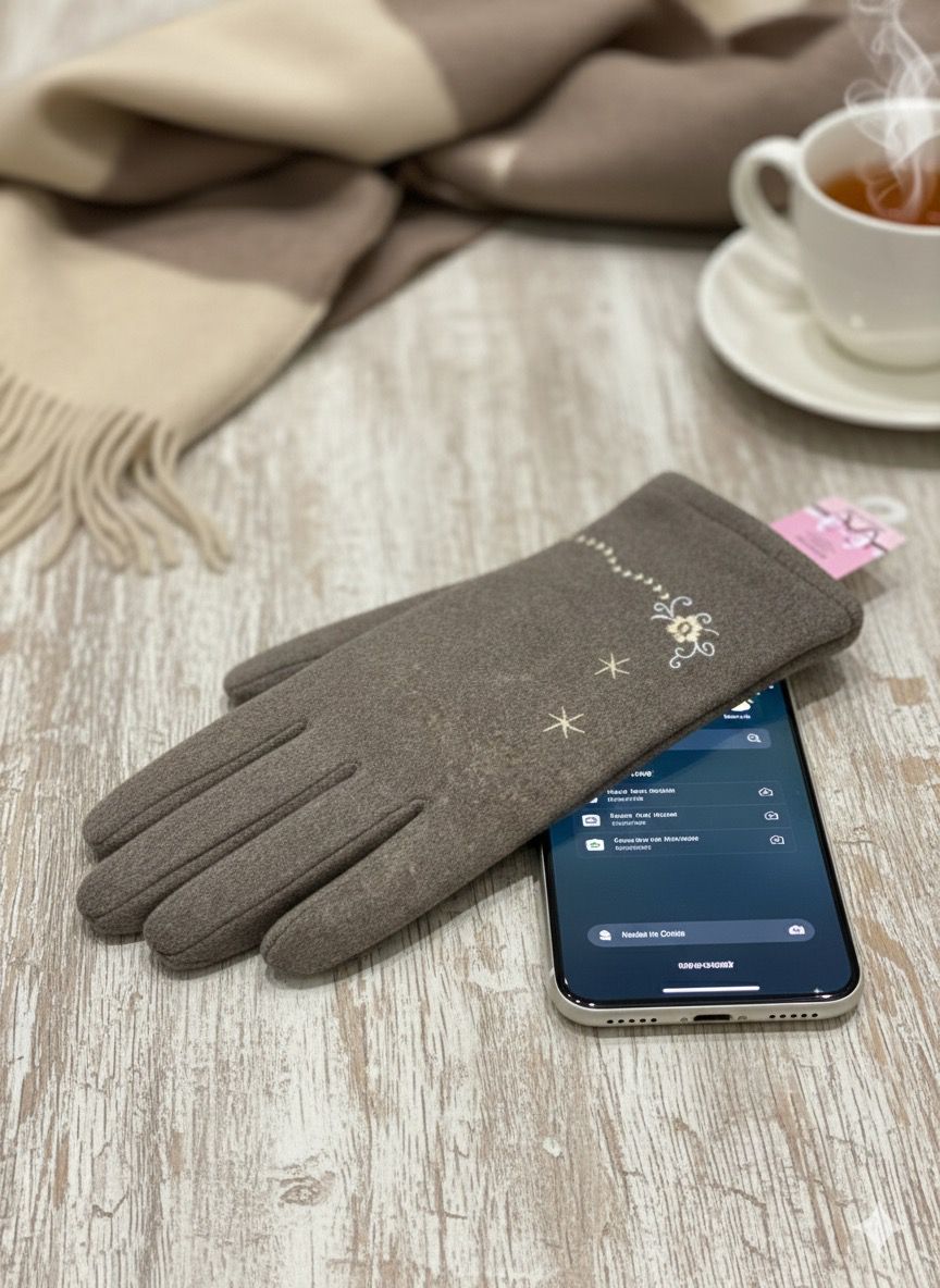 Embroidered Full-Finger Mittens (TouchScreen) -TSG03