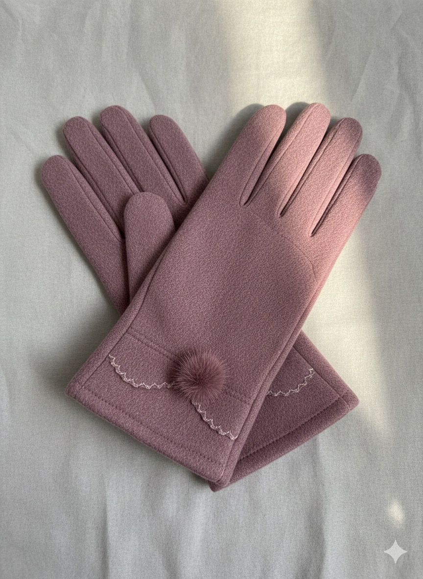 Embroidered with Flower Full-Finger Mittens (TouchScreen) -TSG01