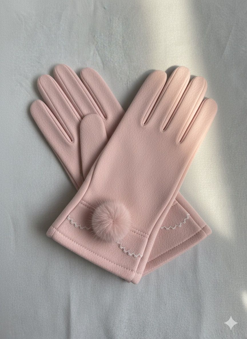 Embroidered with Flower Full-Finger Mittens (TouchScreen) -TSG01