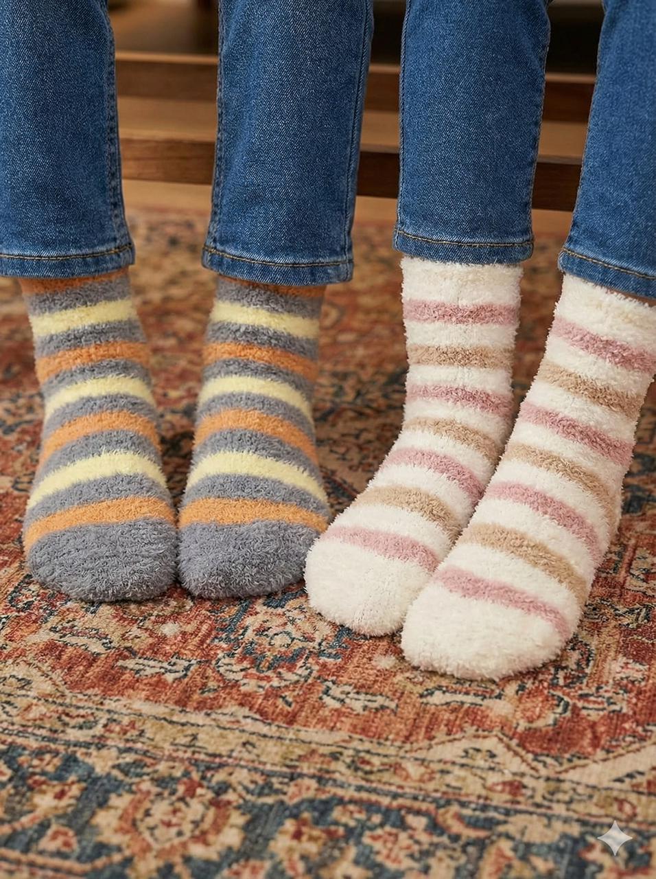 Kids Ultra-Soft Fuzzy Polyamide Lining Crew Socks - Cozy Winter Warmth -KPF01
