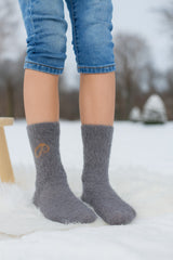 Kids Ultra-Soft Fuzzy Polyamide DIL Crew Socks - Cozy Winter Warmth -KPF02