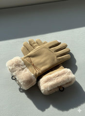 Cat Embroidered with Faux Fur Full-Finger Mittens (TouchScreen) -TSG04