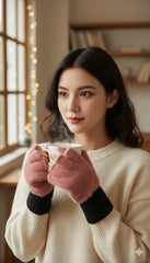 Unisex Fingerless Plush Mittens -TSG15