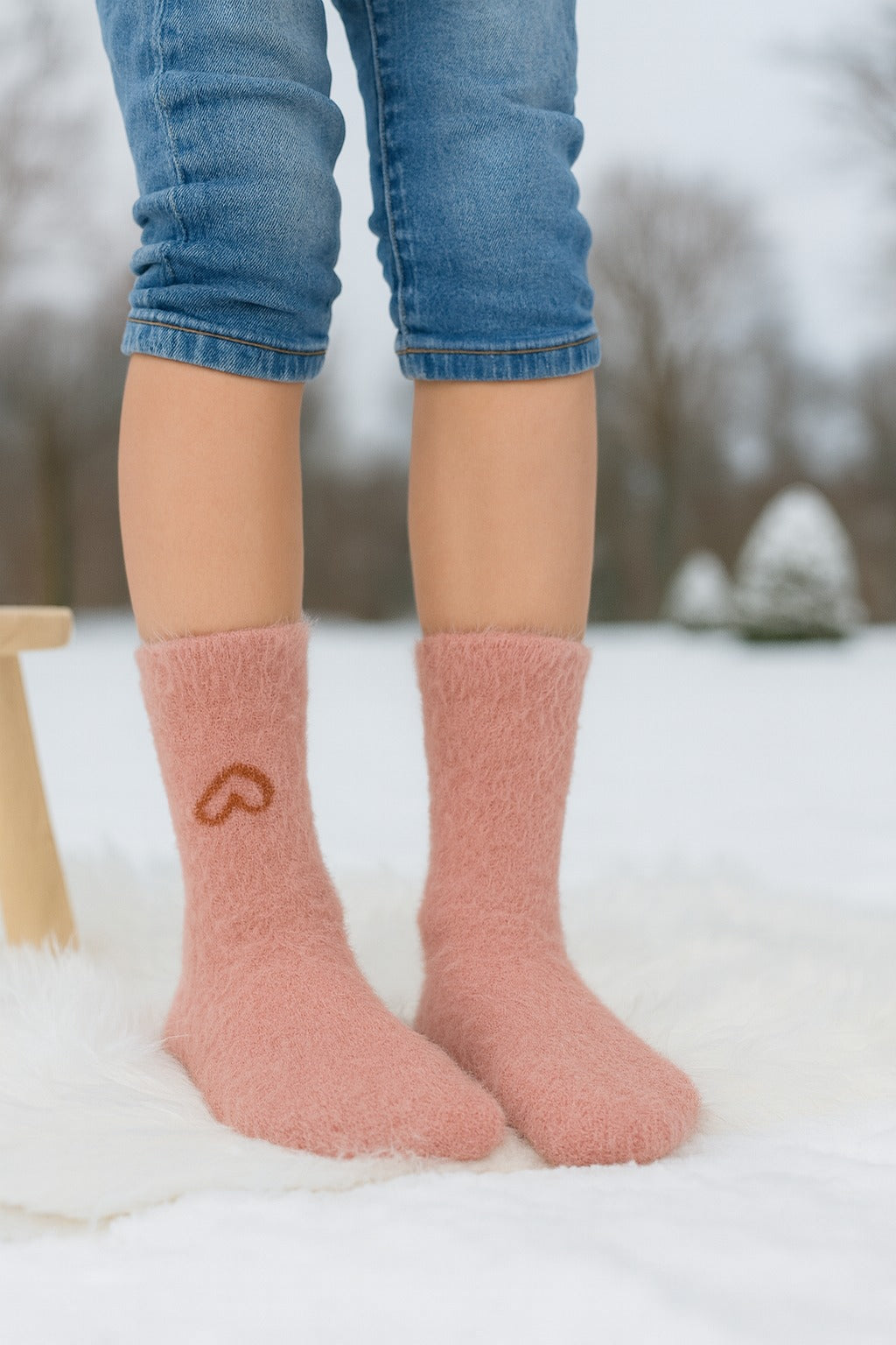 Kids Ultra-Soft Fuzzy Polyamide DIL Crew Socks - Cozy Winter Warmth -KPF02