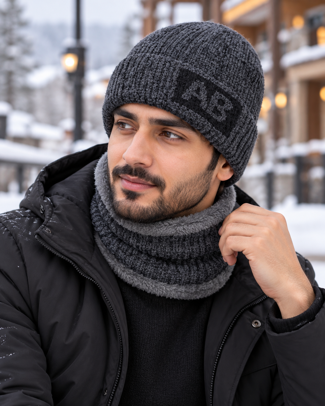 Imported Cap and Neck Warmer Set with Velvet inside –AB