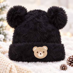 1–4 Years Kids Unisex Fluffy Teddy Bear Winter Cap with Velvet Lining |(15)