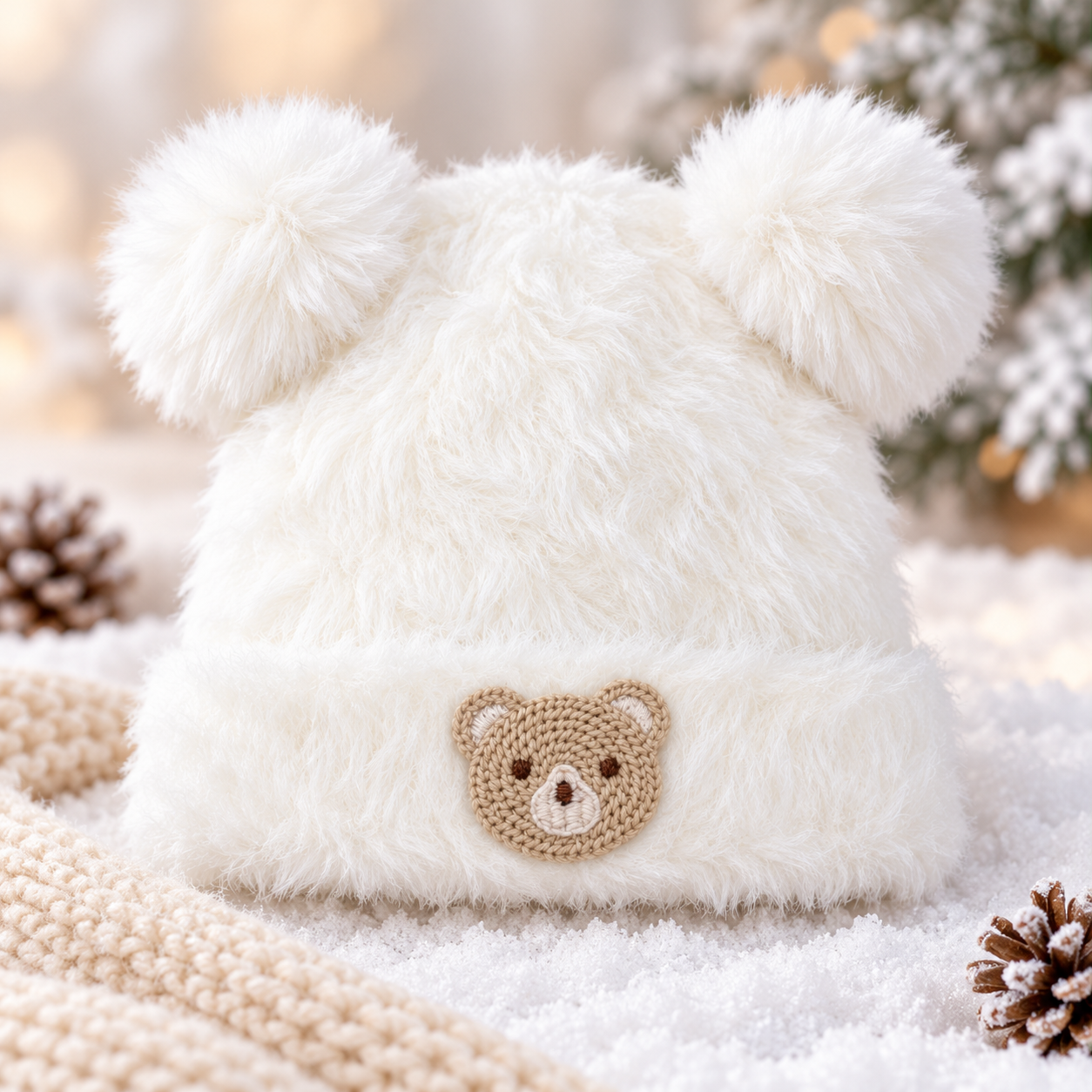 1–4 Years Kids Unisex Fluffy Teddy Bear Winter Cap with Velvet Lining |(15)